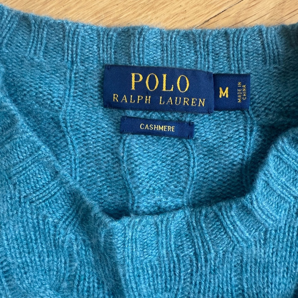 Ralph Lauren Cashmere Cable Knit Teal Sweater - Worn Once